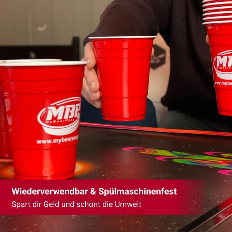 25 rote Logo Becher Set (25 Becher + 3 Bälle)