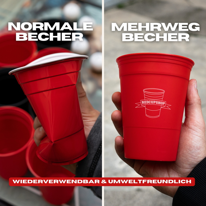 Beer Pong Becher Mehrweg Set Rot/ Blau