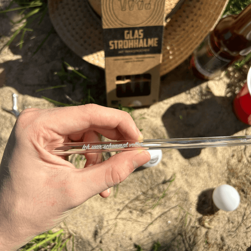 10x Glasstrohhalme mit verschiedenen Trinksprüchen