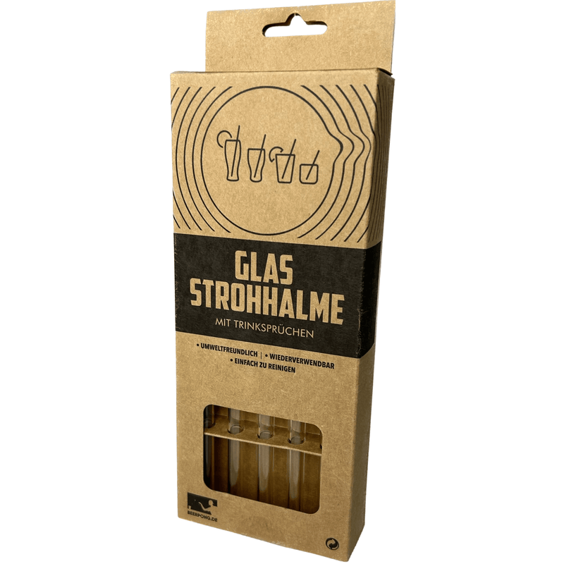 10x Glasstrohhalme mit verschiedenen Trinksprüchen