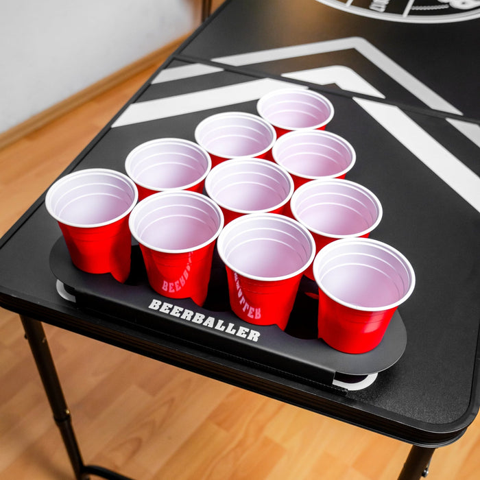 BeerBaller® Beer Pong Racks aus Metall – 2er Set Schwarze Cup Holder für 10 Becher – Robustes Zubehör für Turniere, Party & Festival BeerBaller® Beer Pong Racks aus Metall – 2er Set Schwarze Cup Holder für 10 Becher – Robustes Zubehör für Turniere, Party & Festival