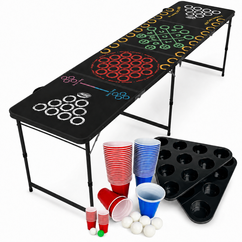 Beer Pong Tisch Set 'Mutligame' inkl. 60 Bechern, 6 Bällen & Racks