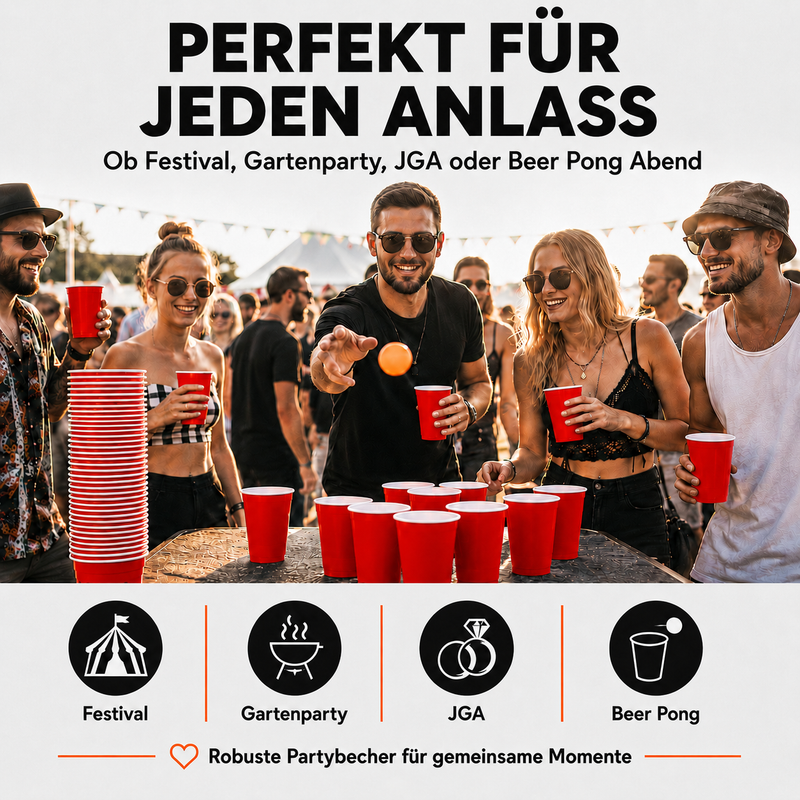 MYBEERPONG® Beer Pong Becher Set (25x inkl. 2 Bällen)