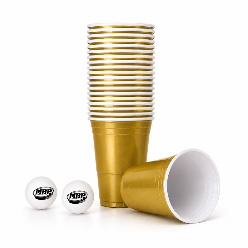 MYBEERPONG® Beer Pong Becher Set (25x inkl. 2 Bällen)
