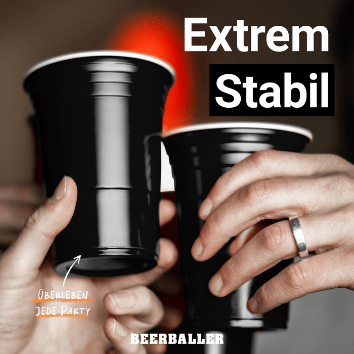 Beer Pong Becher Schwarz (800x + 96 Bälle) - BeerBaller