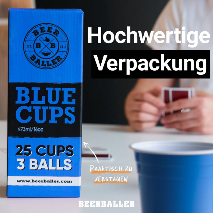 Beer Pong Becher Set Blau - BeerBaller