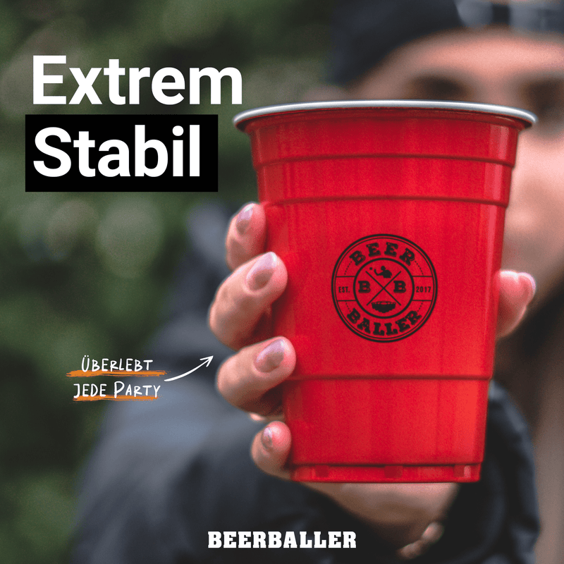 Beer Pong Becher Set Rot mit Logo - BeerBaller
