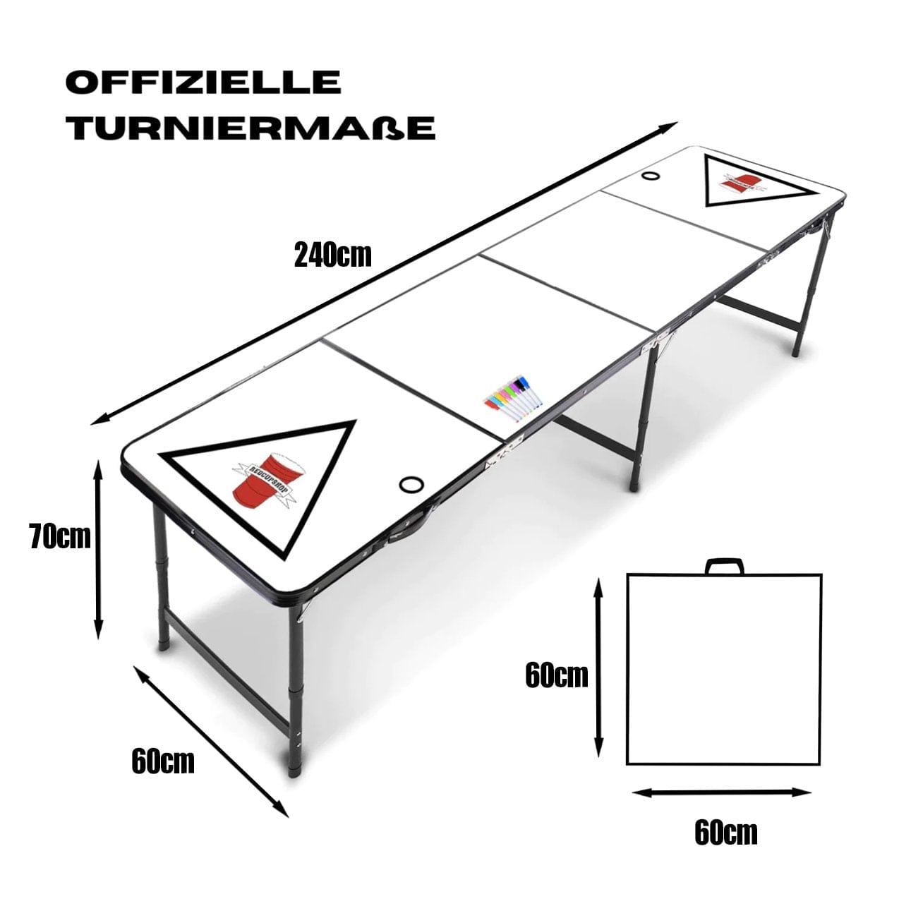 RedCupShop Beer Pong Tisch 'Zum Selbst Gestalten' Turniermaße