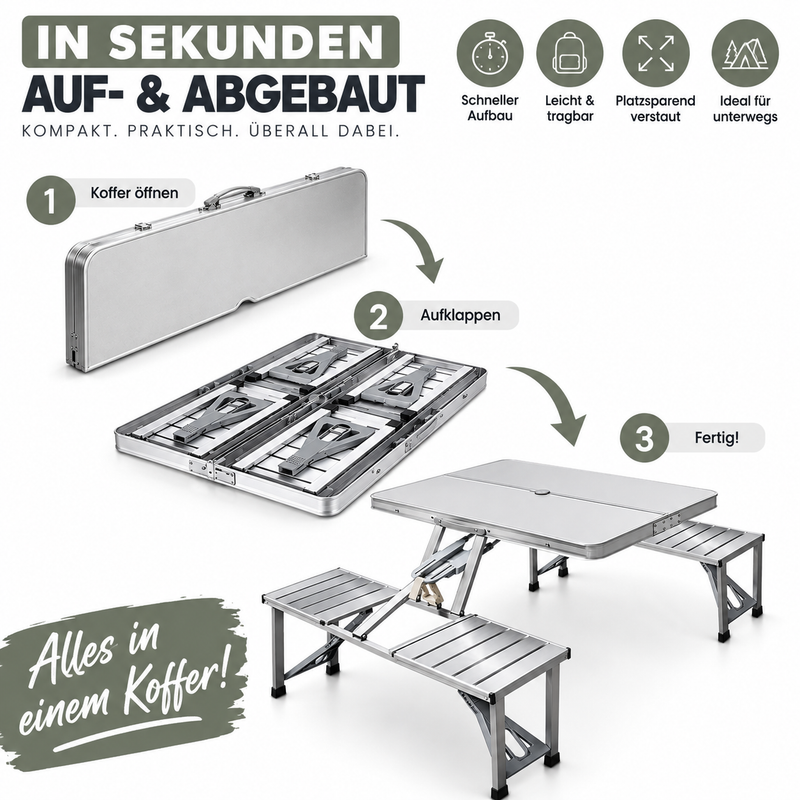 WILDVIVAL® Campinggarnitur mit 4 Sitzen
