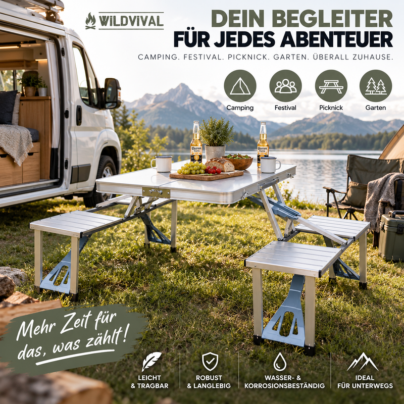 WILDVIVAL® Campinggarnitur mit 4 Sitzen