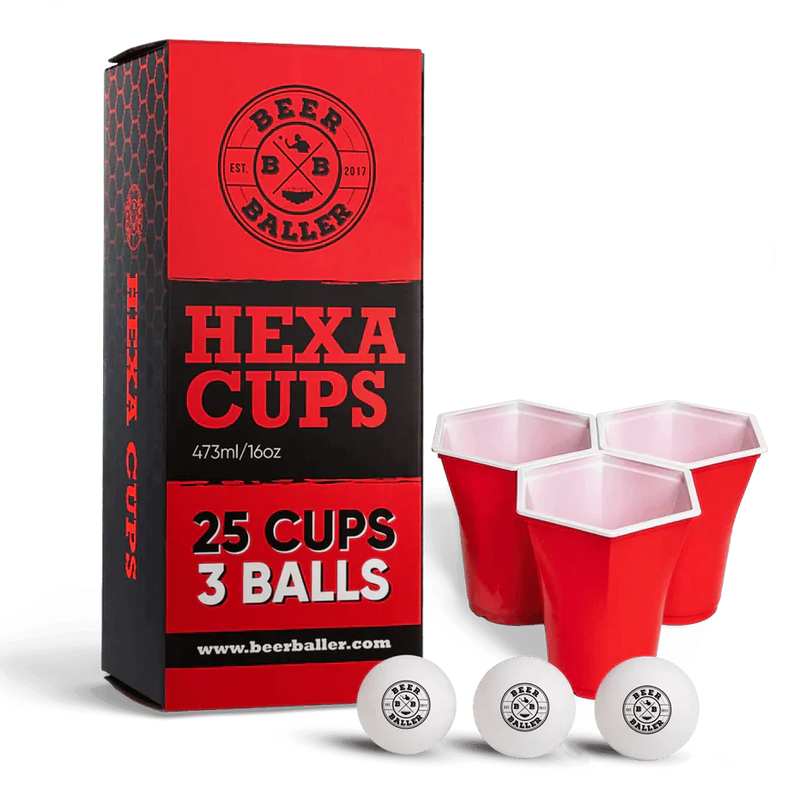 Hexa Beer Pong Becher Set Rot - BeerBaller