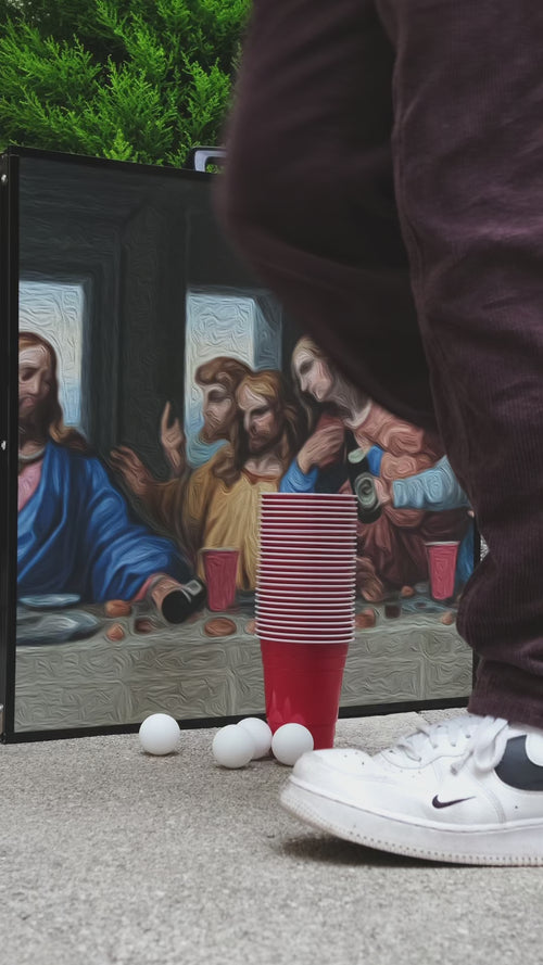 RedCupShop Beer Pong Tisch Set "Abendmahl" inkl. 50 Becher & 8 Bälle