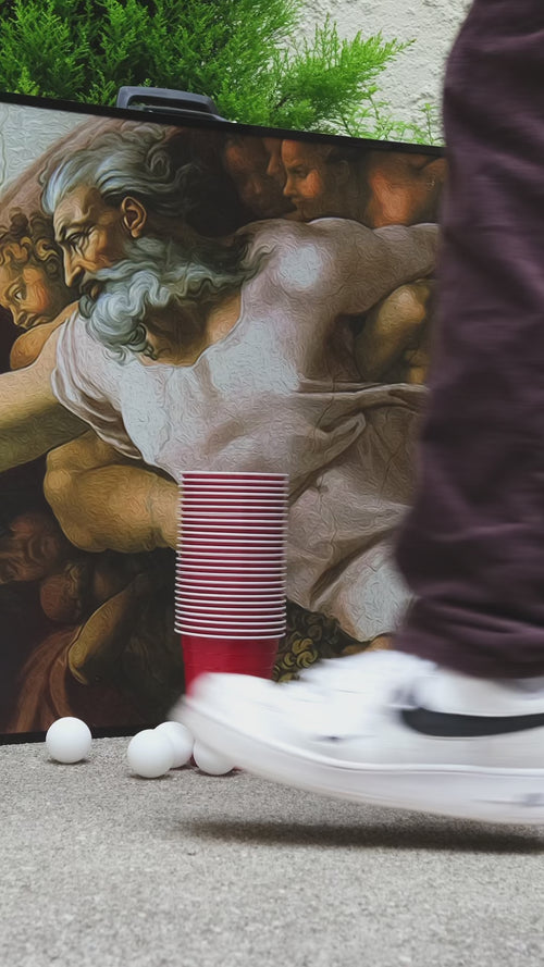 RedCupShop Beer Pong Tisch Set "Schaffung" inkl. 50 Becher & 8 Bälle