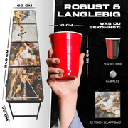 RedCupShop Beer Pong Tisch Set "Schaffung des Bieres" inkl. 50 Becher & 8 Bälle