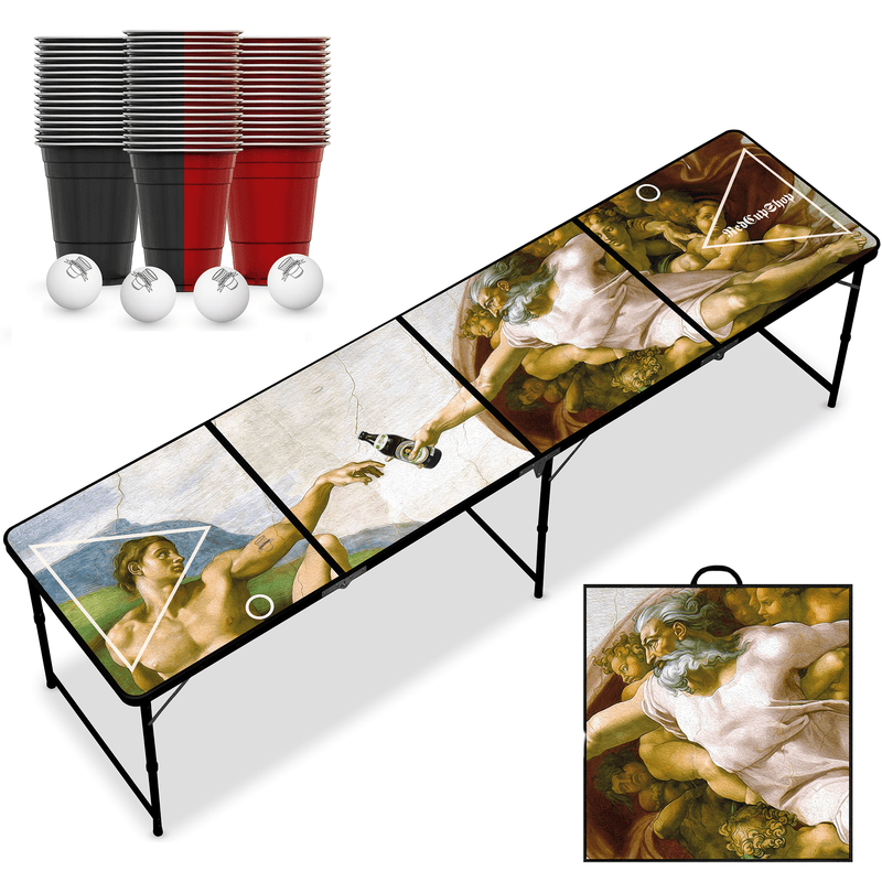 RedCupShop Beer Pong Tisch Set "Schaffung des Bieres" inkl. 50 Becher & 8 Bälle