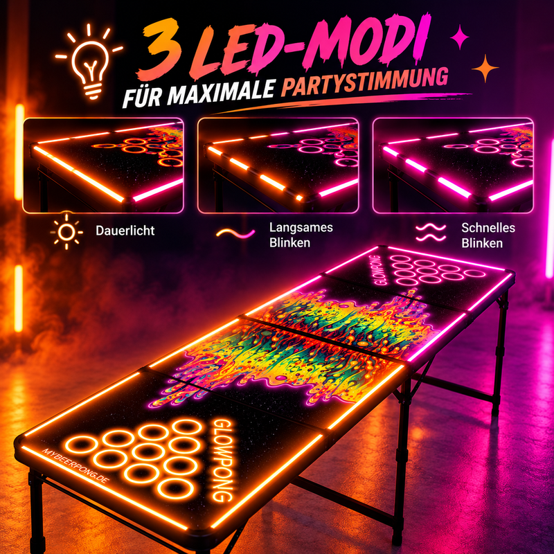 Beer Pong Tisch Set 'Space Lava' inkl. 50 Bechern, 6 Bällen & Trinkspiel