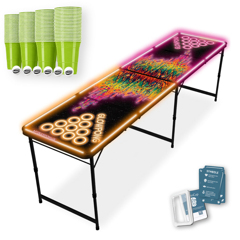 Beer Pong Tisch Set 'Space Lava' inkl. 50 Bechern, 6 Bällen & Trinkspiel