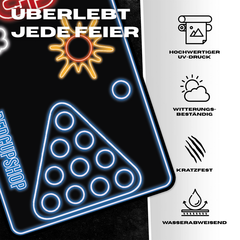 Beer Pong Tisch Set "LED" inkl. 50 Becher & 6 Bälle
