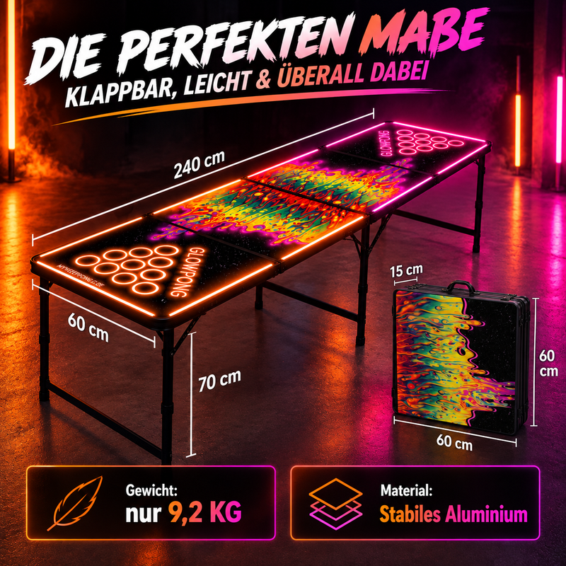 Beer Pong Tisch Set 'Space Lava' inkl. 50 Bechern, 6 Bällen & Trinkspiel