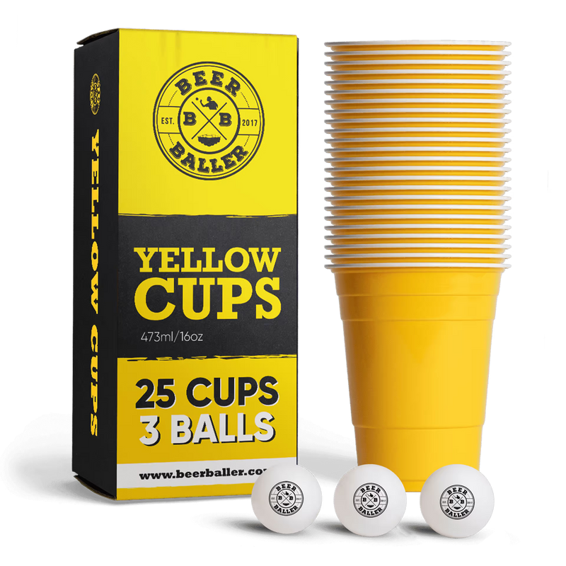 Beer Pong Becher Set Gelb